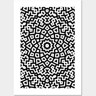 Geometric Mandala Abstract Design Black and White Pattern Posters and Art